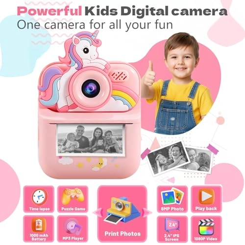 Instant Print Camera - 64G 48MP 1080P