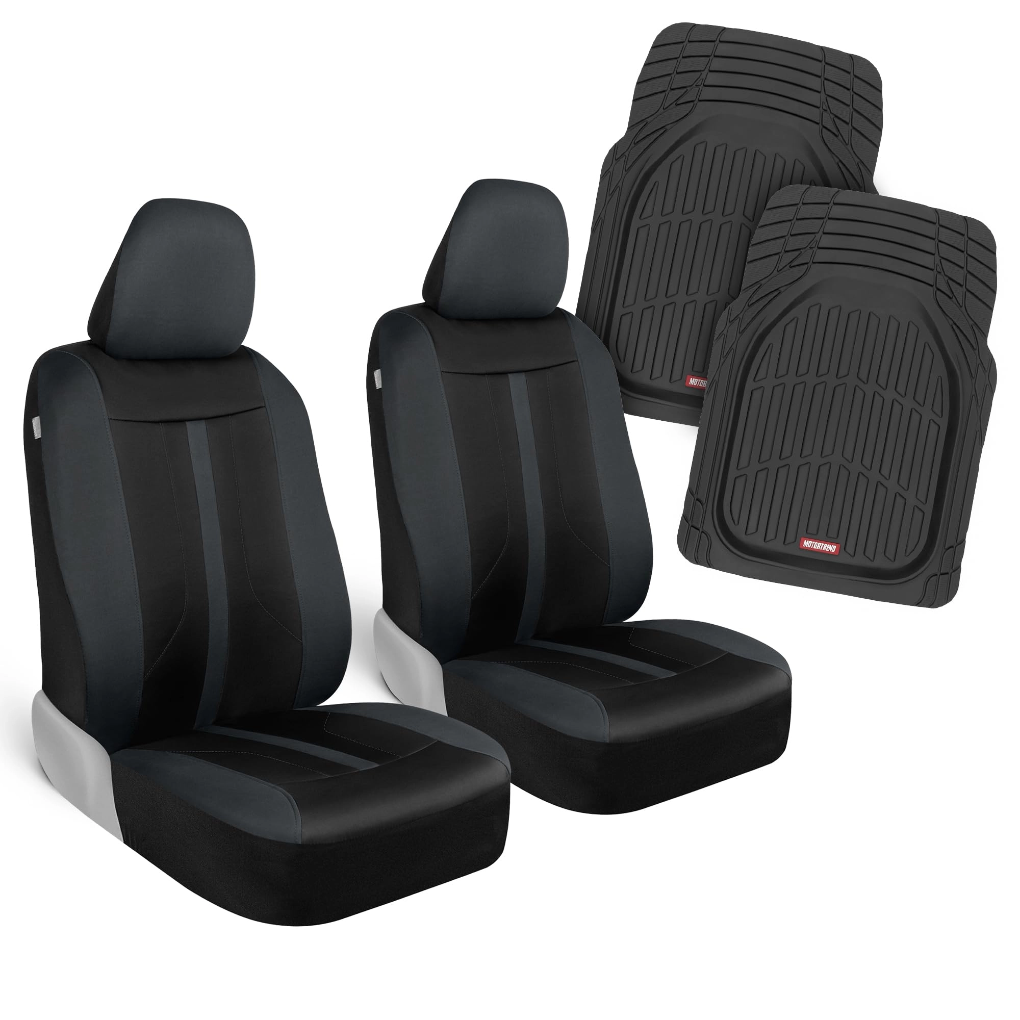 BDK Front Seat Covers + Floor Mats - Waterproof Neoprene Universal Fit