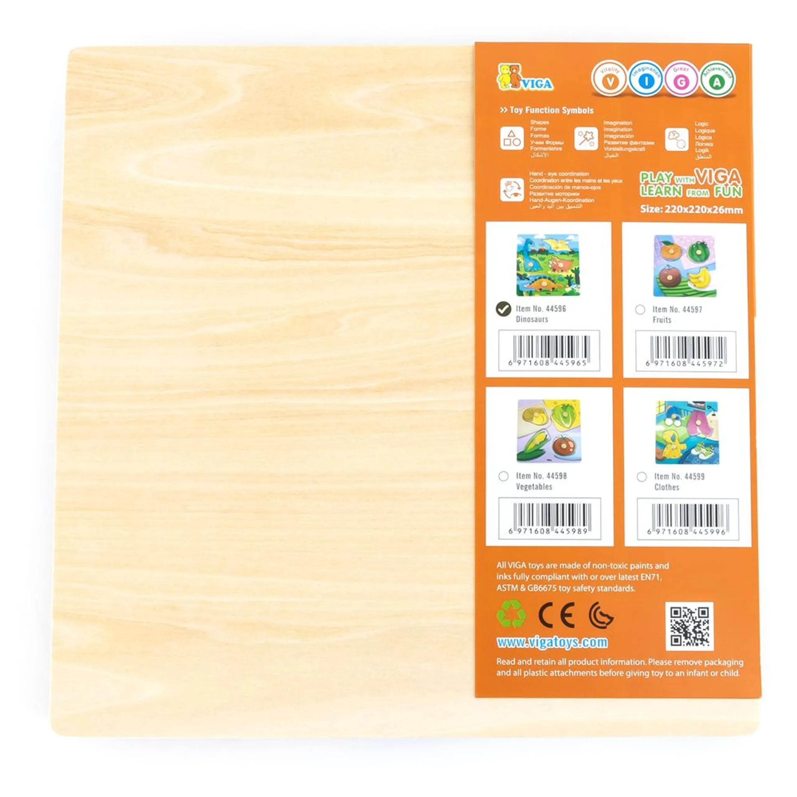 Wooden Knob Puzzle Dinosaurs - 3 +