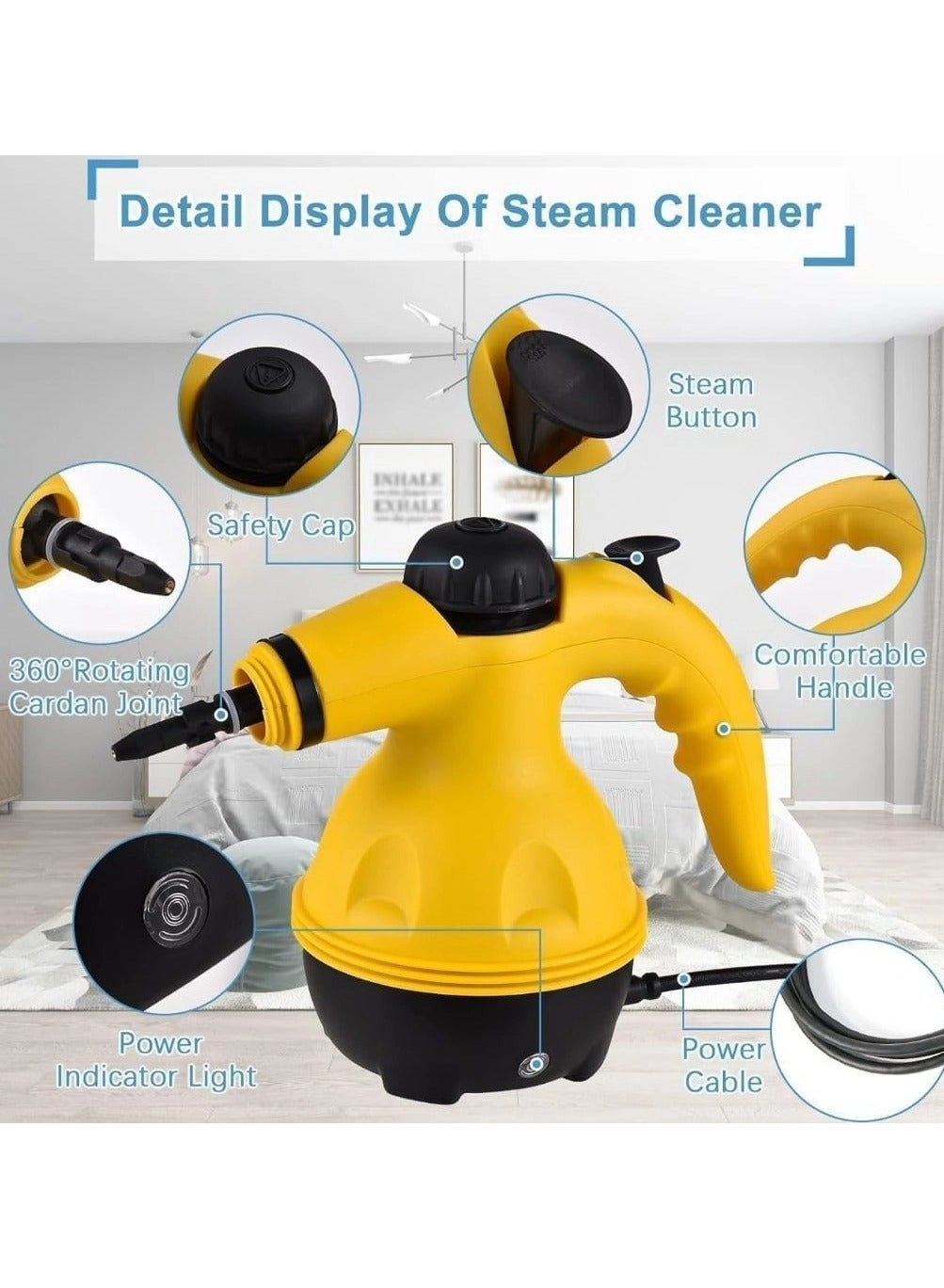 Portable Handheld Steam Cleaner - 1000W 9 Accessories Chemical-Free