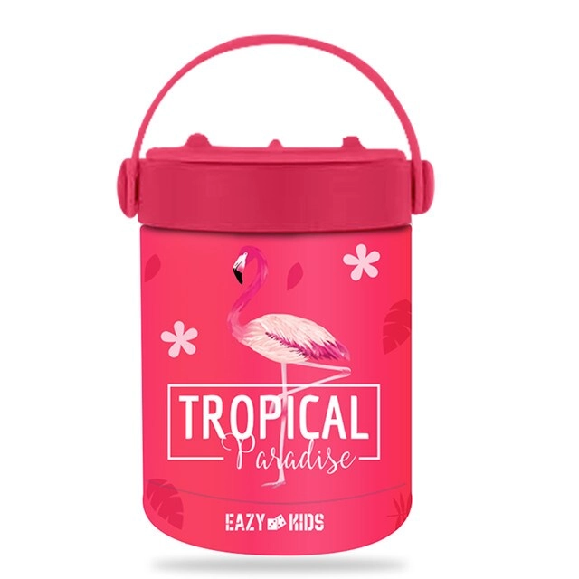 6 / 4 Compartment Bento Lunch Box - Tropical - Pink 350 ml