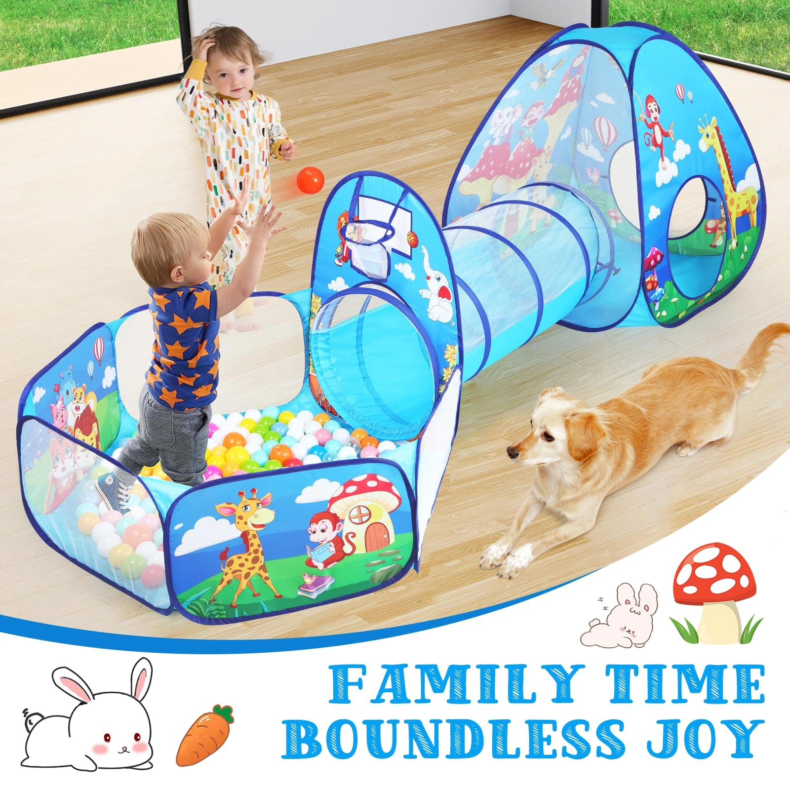 3 in 1 Kids Play Tent - Jungle Pop Up