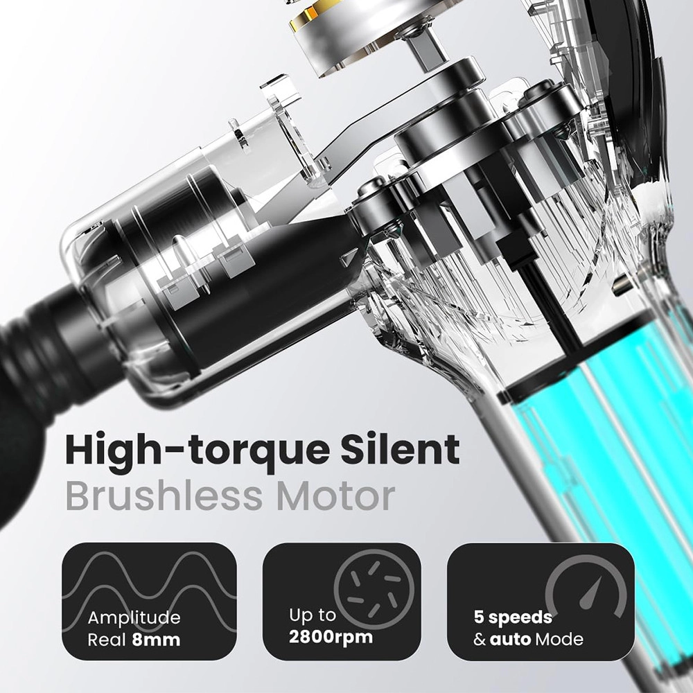 Reach Massage Gun - 5 Speed 4 Heads Detachable Handle