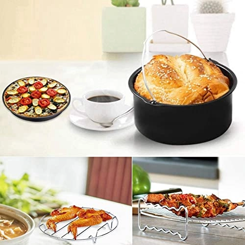 Cake Barrel + Pizza Pan + Silicone Mat + Stainless Steel Holder + Skewer Rack + Bread Shell - Silicone Stainless Steel Carbon Steel 6pcs