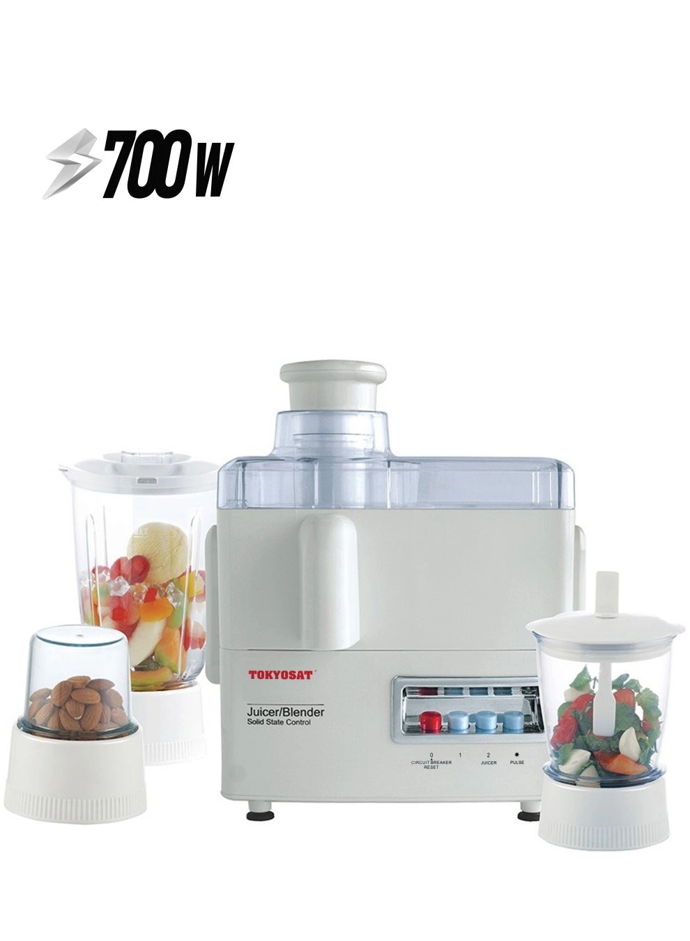 Tokyosat Blender & Juicer 4 in 1 - Pulse rotation and two speed control, Overheat protector