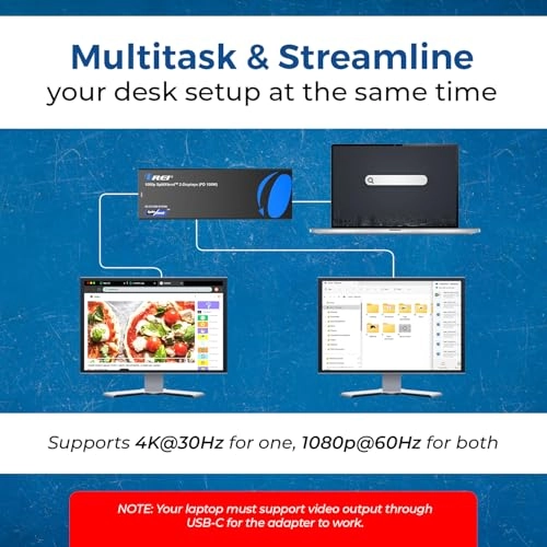 SplitExtend Laptop Docking Station - 4K Dual Monitor 100W PD