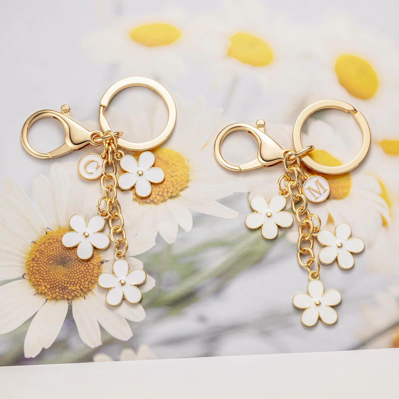 Initial Keychain - Floral