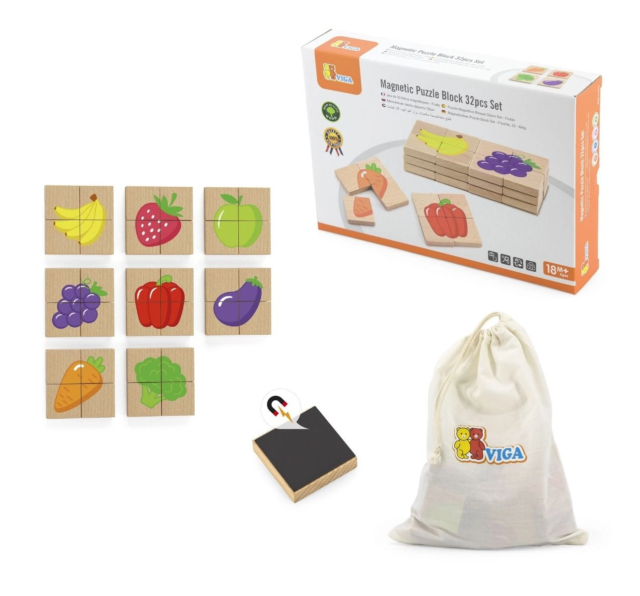 Magnetic Puzzle Block - 3 + 32 pieces