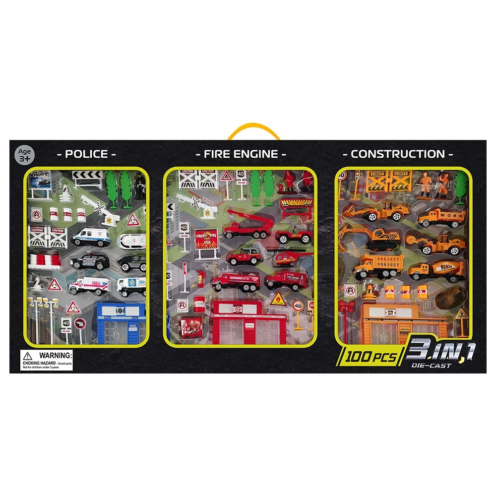 Construction + Police + Fire Engine - 3-in-1 Megapack