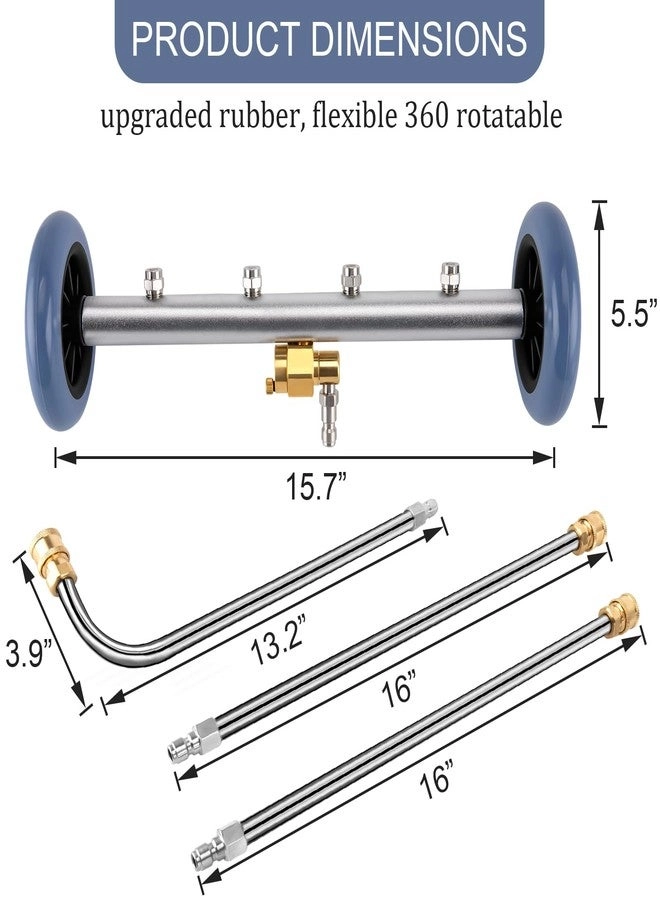 Undercarriage Pressure Washer Attachment - 2in1 16 Inch 4000 PSI