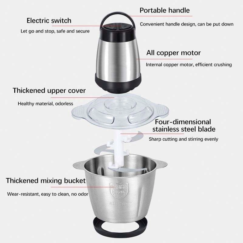 Food Chopper - 3L 1200W Stainless Steel