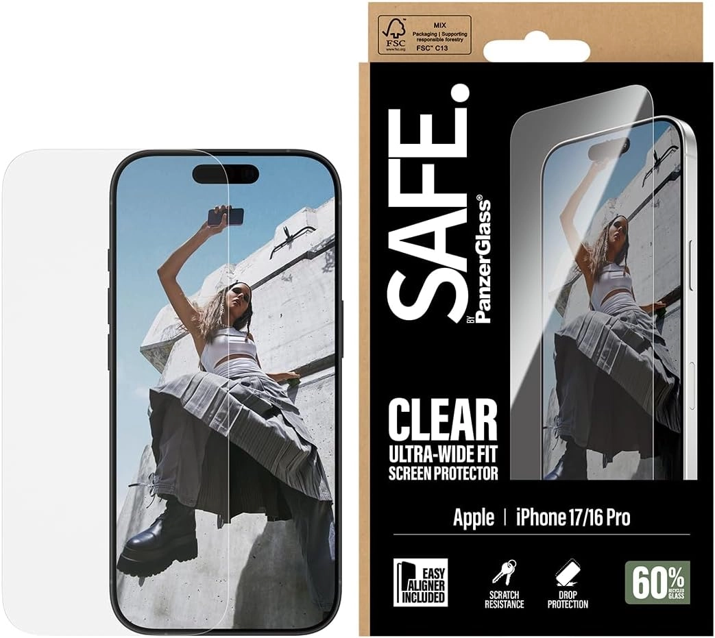 PanzerGlass Clear Tempered Glass Screen Protector for iPhone 17 / iPhone 16 Pro