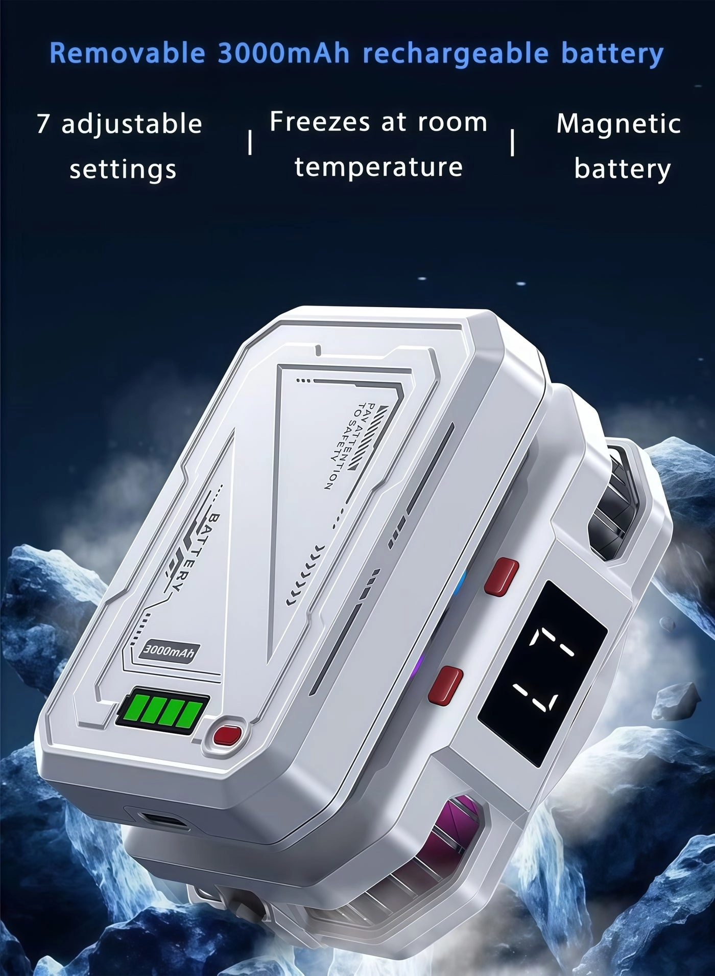 Magnetic Semiconductor Phone Cooler - RGB Lights 3000mAh Battery iPhone & Android Compatible