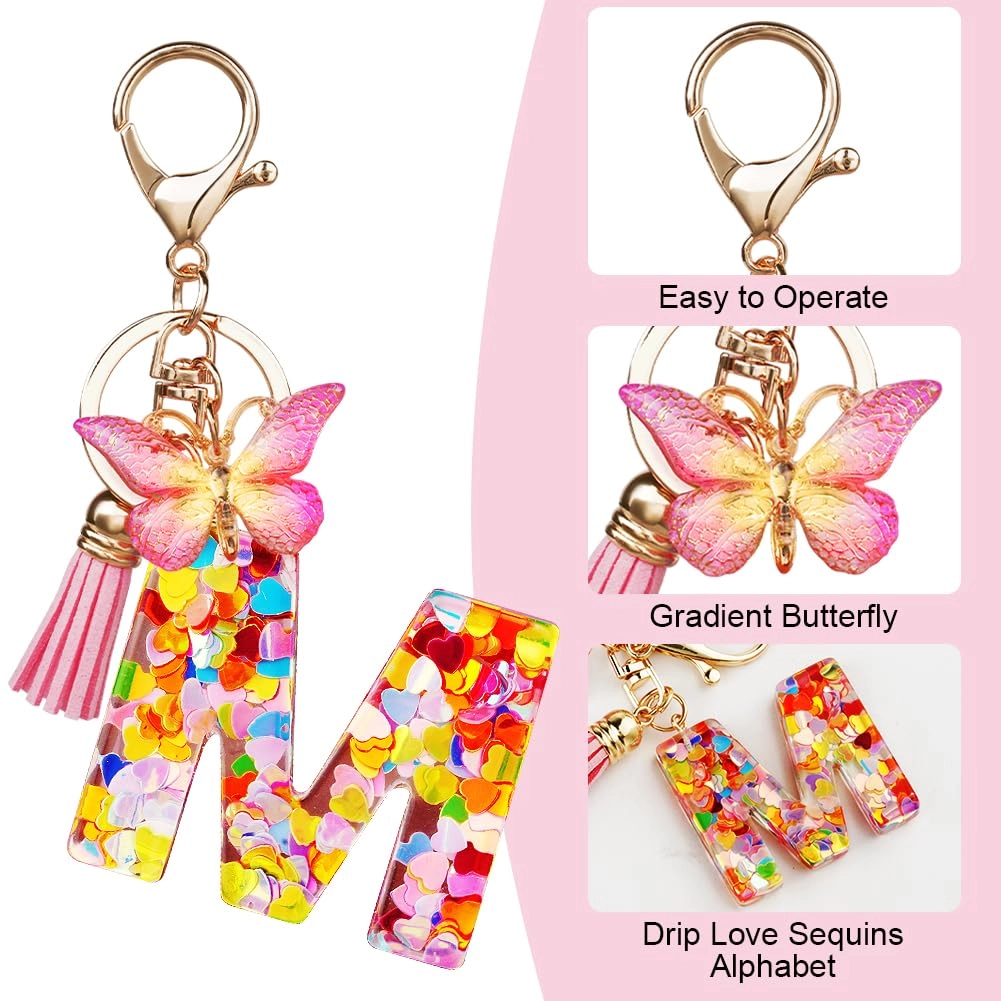 Initial Letter Keychain - Butterfly