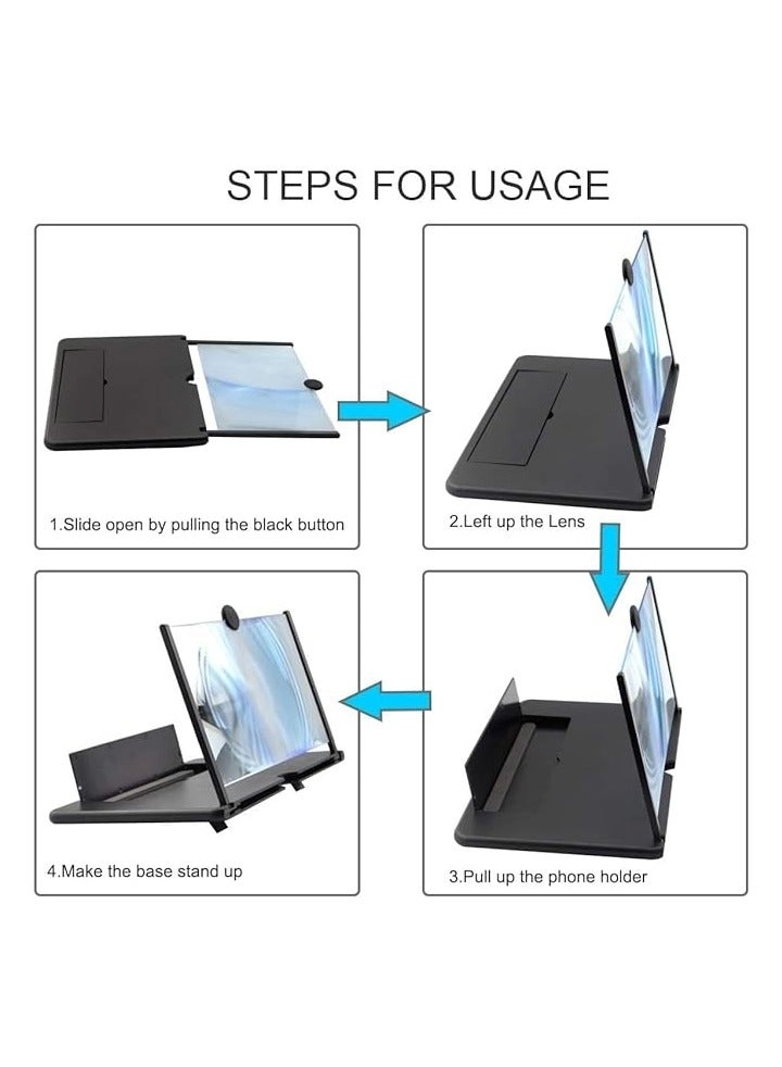 Phone Screen Magnifier - Foldable 12in 3D HD