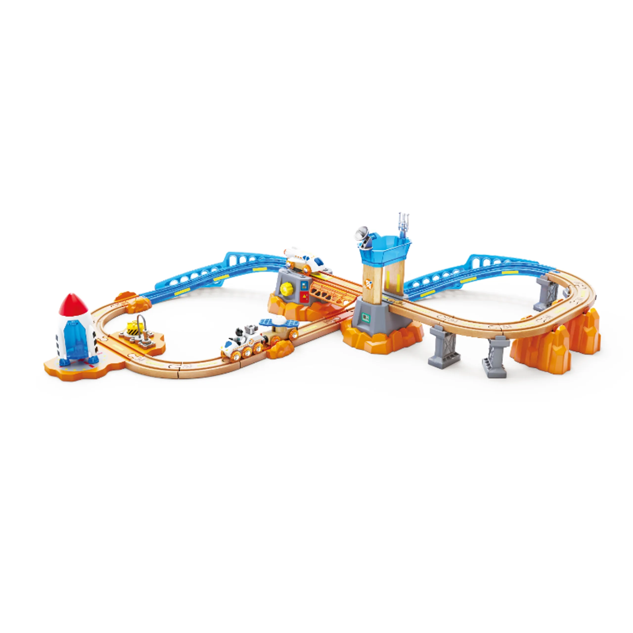 Mars Space Mission Launch Railway Train Playset - 34 Pcs