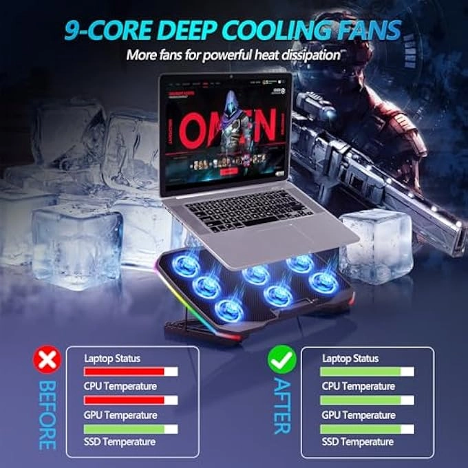 Laptop Cooling Pad - 9 fans 12-17 inch