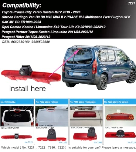 rear view camera - Night vision 628 x 586 pixels + rear view mirror - 7 Inches