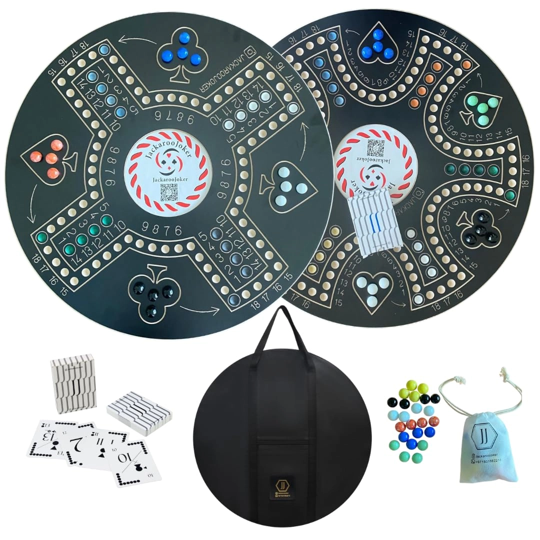 wahoo - Wooden 16 Colored Glass Marbles