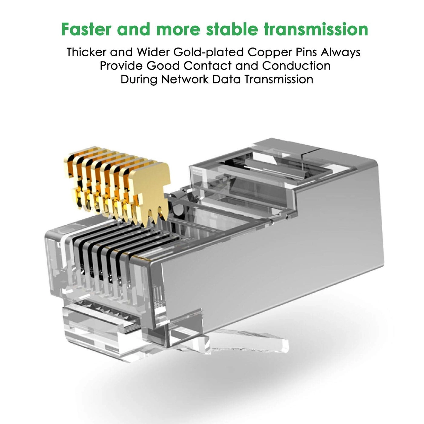 Shielded RJ45 CAT5 CAT6 Pass Through Connectors - Gold Plated 8P8C