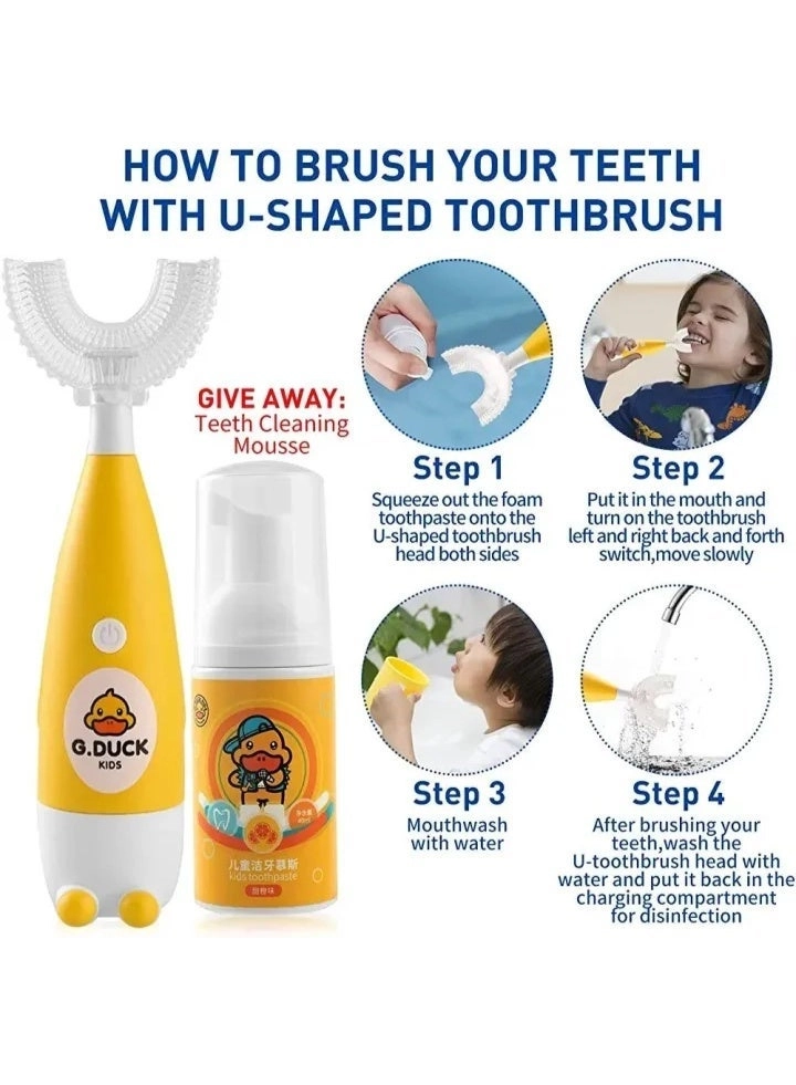 Kids U-Shape Electric Tooth Brush - 2-in-1 30,000 VPM IPX7