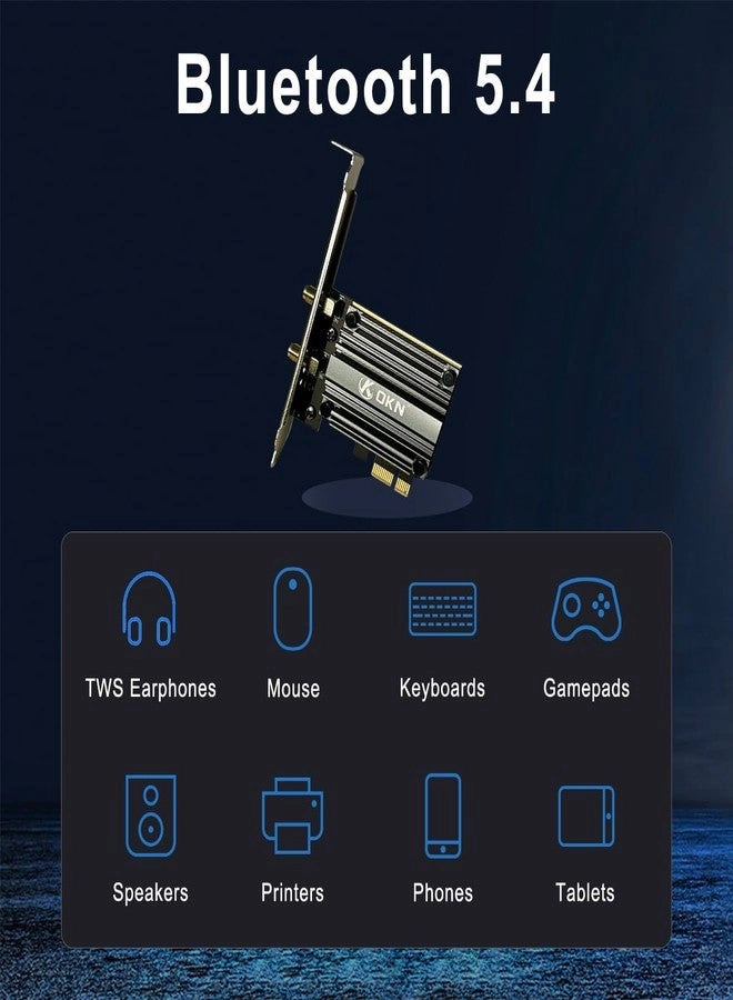 WiFi 7 PCIE Card - Tri-Band PCIE x1, x4, x8, x16 Wireless