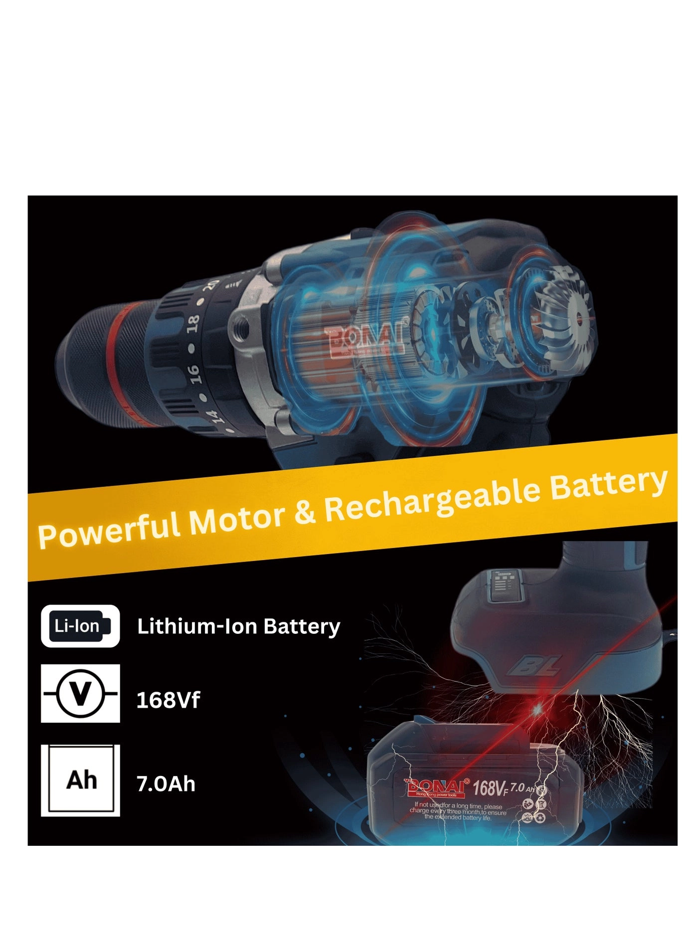 168VF Lithium Electric Drill - 168 Ampere-hour