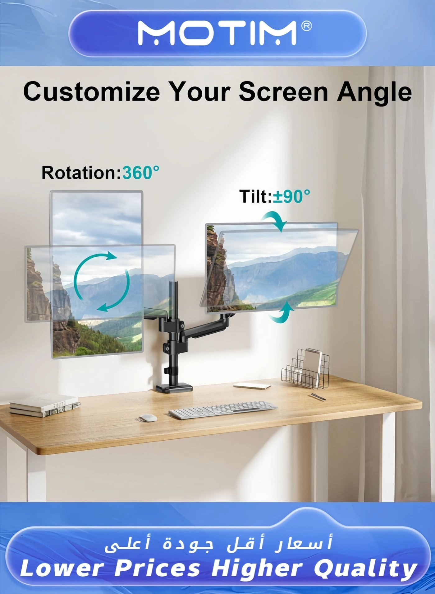 Monitor Desk Mount Stand - Dual 17-27 inch VESA 75x75/100x100mm