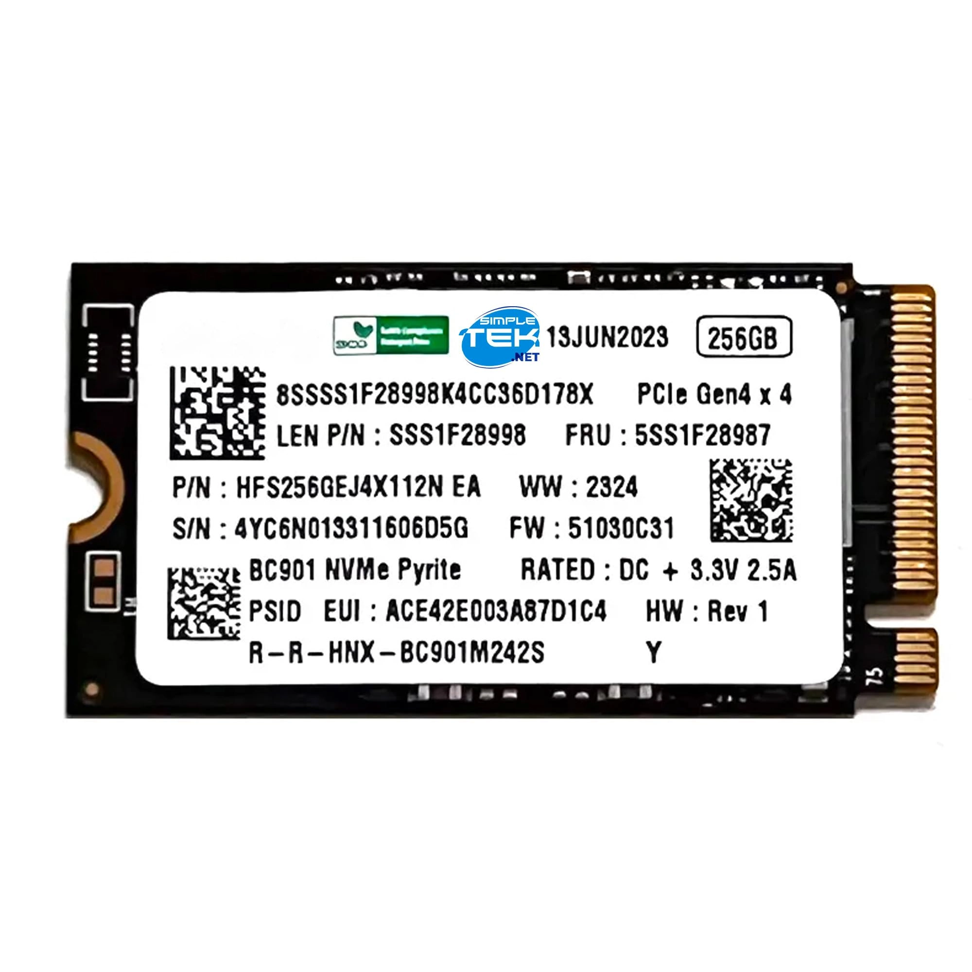 SIMPLETEK SIM - ART - 19128 - 256GB M.2 2242