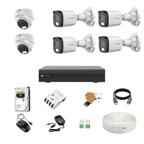 CP Plus 8 Channel DVR + 2.4MP Dome & Bullet Camera + 2TB HDD + CCTV Coaxial Cable Roll + 8 CH Power Supply + BNC & DC Connectors Kit