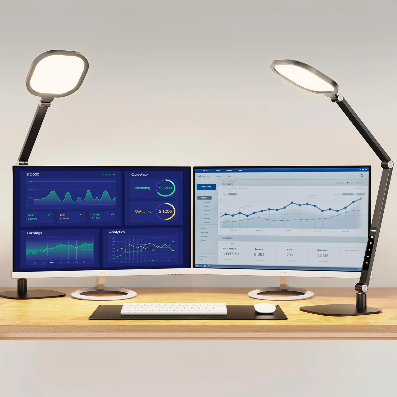 LitONS LED Desk Lamp - Dimmable Adjustable Metal Swing Arm Pack