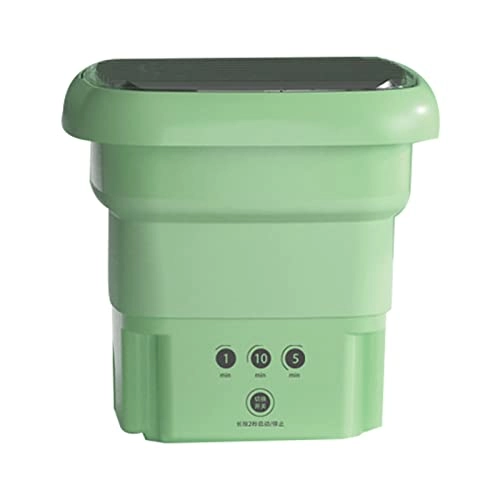 Portable Washing Machine Dryer Comb Folding Integrated Blue Ray Mini Underware Washer with Drain Pipe Basket for Apartment Camping (Green)