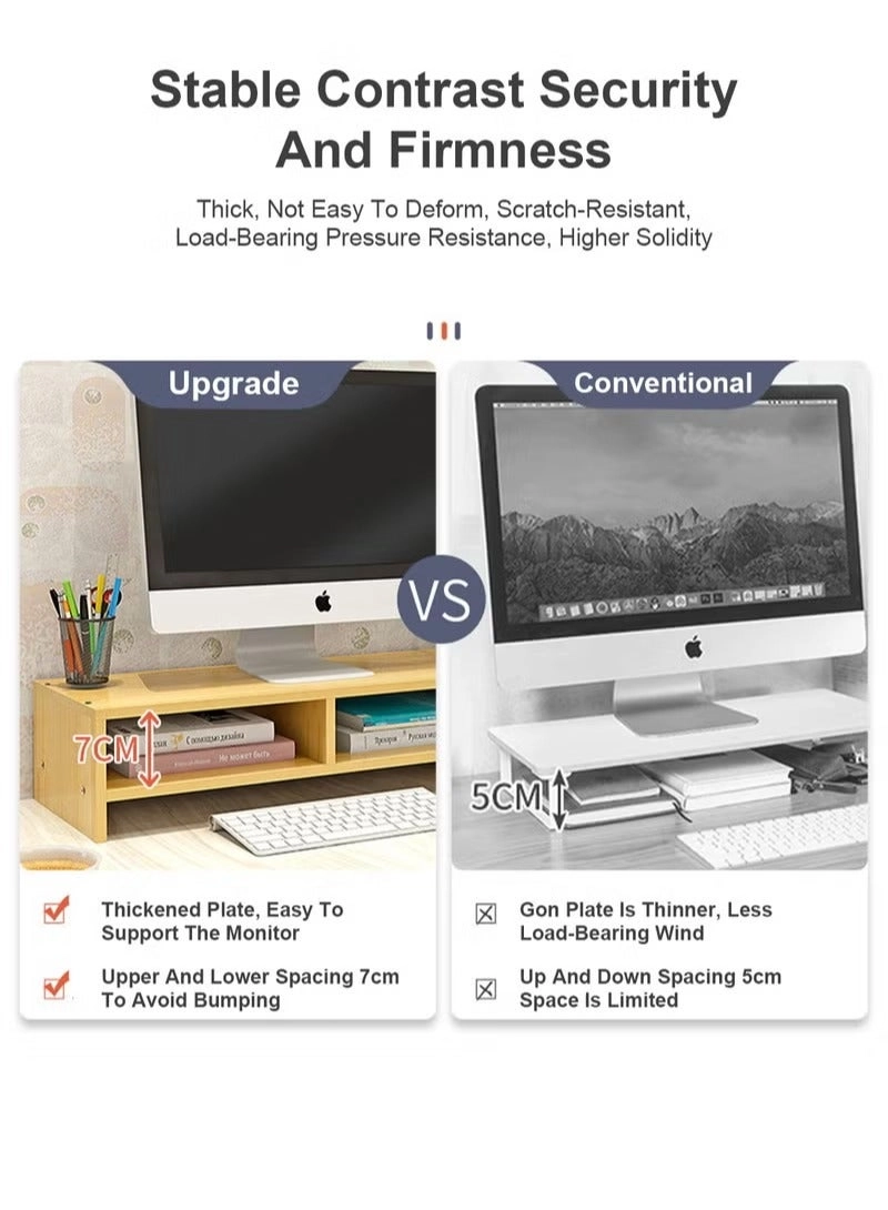Monitor Riser - Wooden 3-Tier