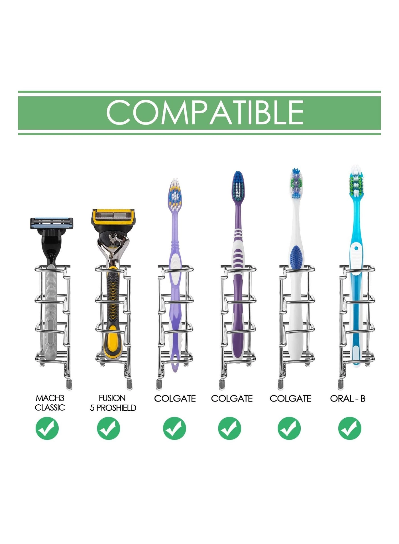 Wall Mount Toothbrush Holder - 3 Slots Wallmount / Countertop