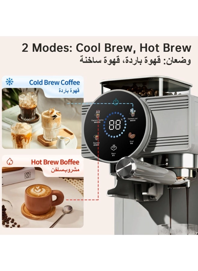 20Bar Semi-Automatic - Integrated Grinder Milk Frother