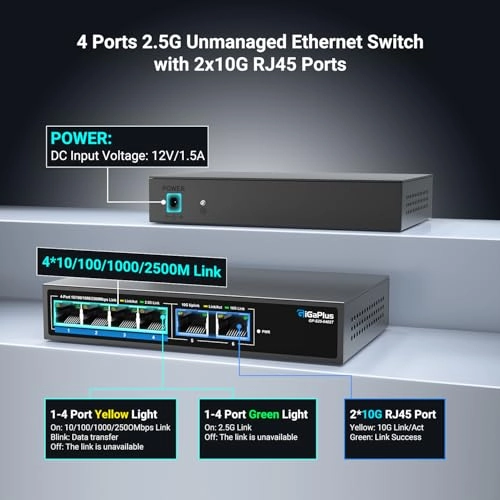 6 Port Unmanaged | 4X2.5G+2x10G RJ45 6-ports