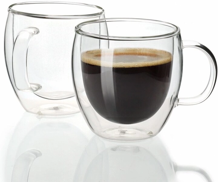 Lushh Double wall Insulated Cofee Mugs - 2 pcs with Handle 250 ml