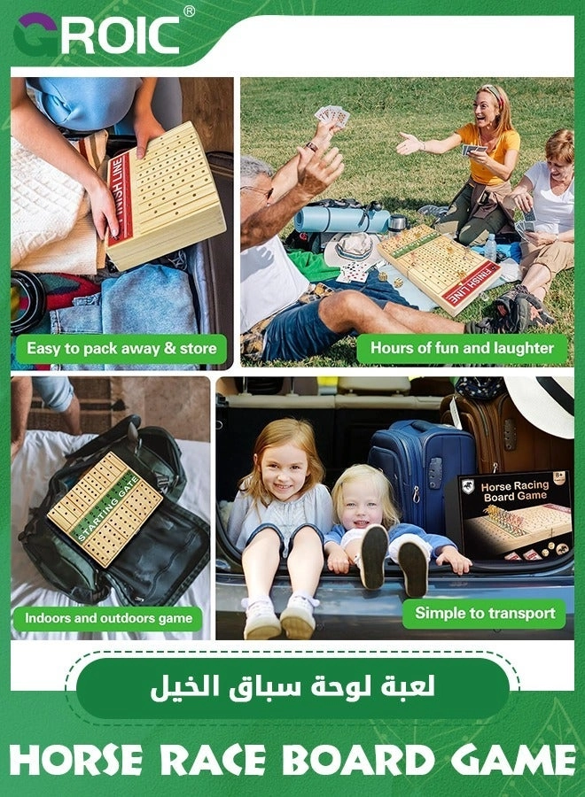 Horse Racing Board Game - Solid Wood 11 Metal Horses 2 Boxes of Cards