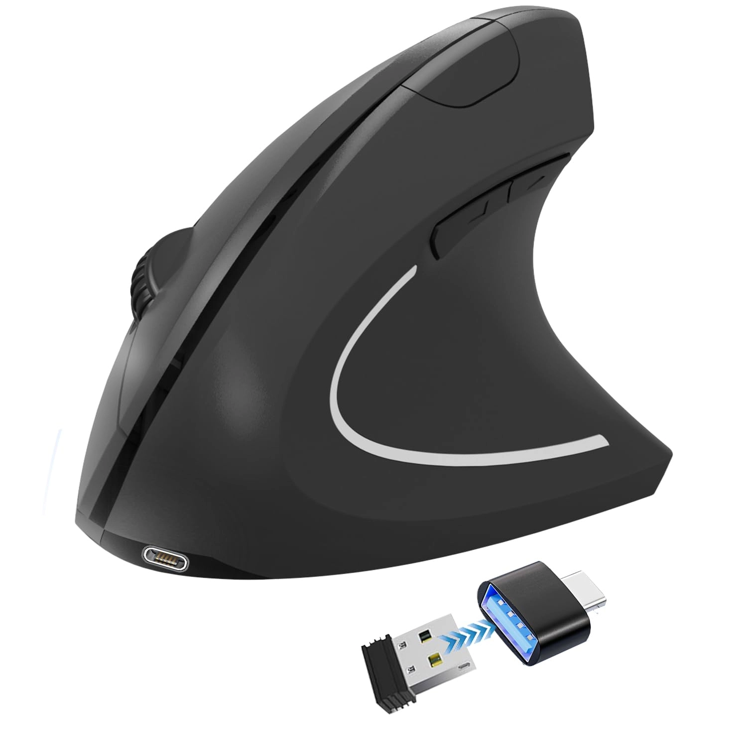 Ergonomic Vertical Wireless Optical Mouse - USB