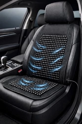 Beaded Cooling Car Seat Cover - Wooden Beads 12V Massage