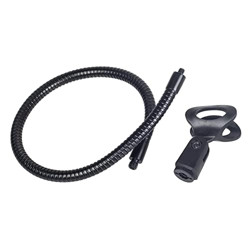 Compact microphone holder - flexible gooseneck swivel microphone clip 1/4 inch adaptor