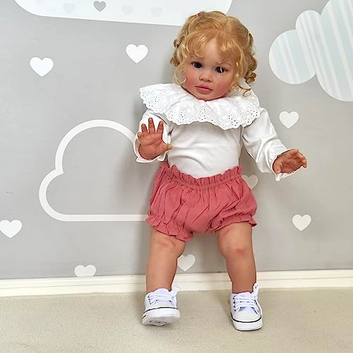 Reborn Baby Doll - 26 inch Weighted Blonde Curly Hair Ages 3+