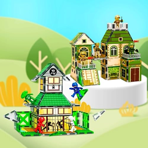 2-In-1 Magnetic Tiles - Ninja & Troop 102 pcs