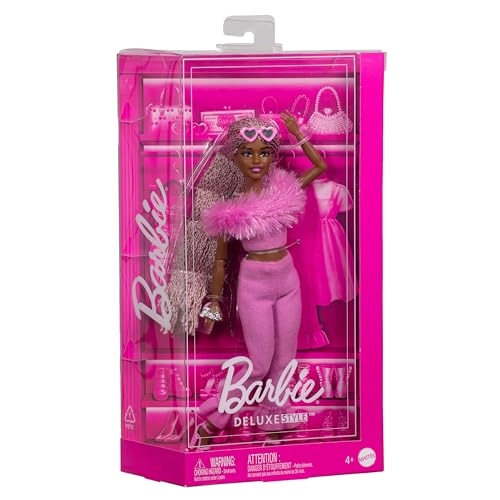 Barbie Deluxe Style Barbiecore Doll - Braided Hair Faux Fur Neck Top Ages 4+