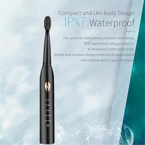 Sonic Electric Toothbrush - 4 Replacement Brush Heads 42000 VPM 5 Cleaning Modes