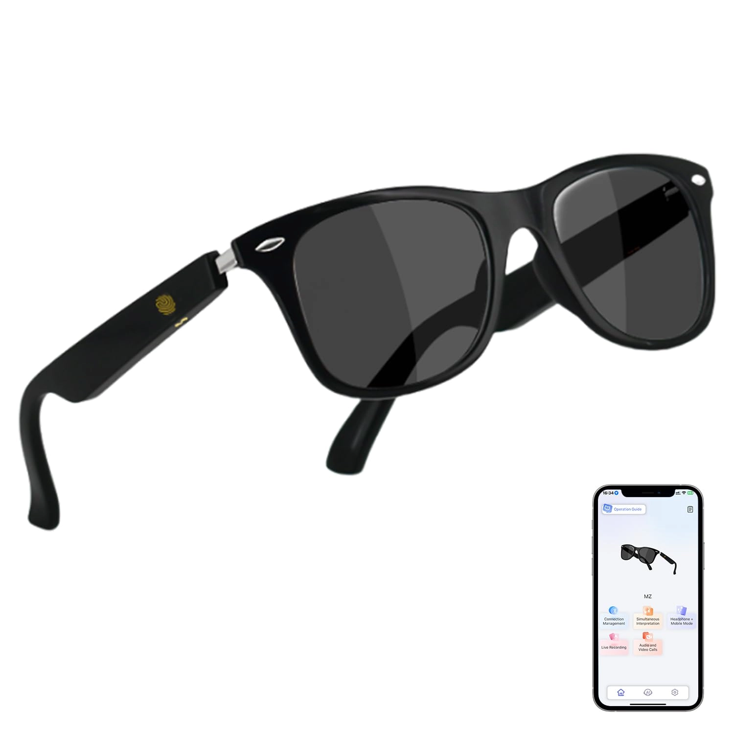 Uf-15 Ai Smart Glasses - 160+ Languages Photochromic Lenses IPX5 Waterproof