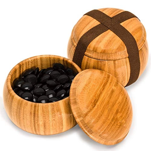Go Game Set - Bamboo Go Board Double Convex Melamine Stones Bamboo Bowls
