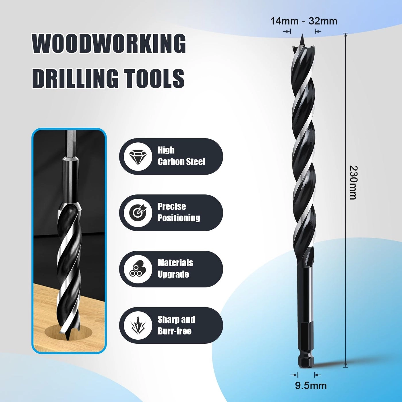 Auger Drill Bit - 1045 High Carbon Steel 15/16""
