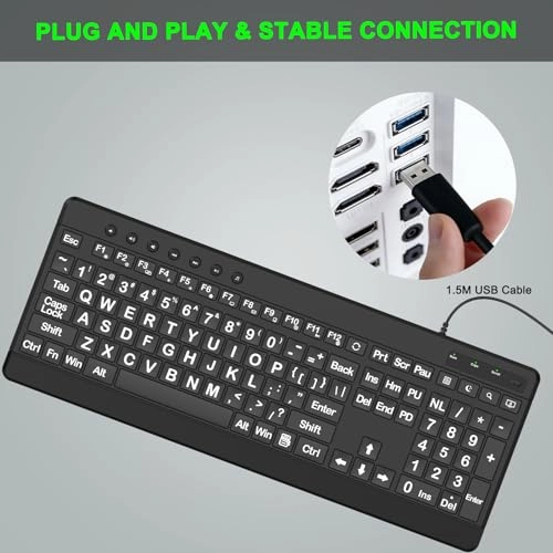 Large Print Computer Keyboard - Wired