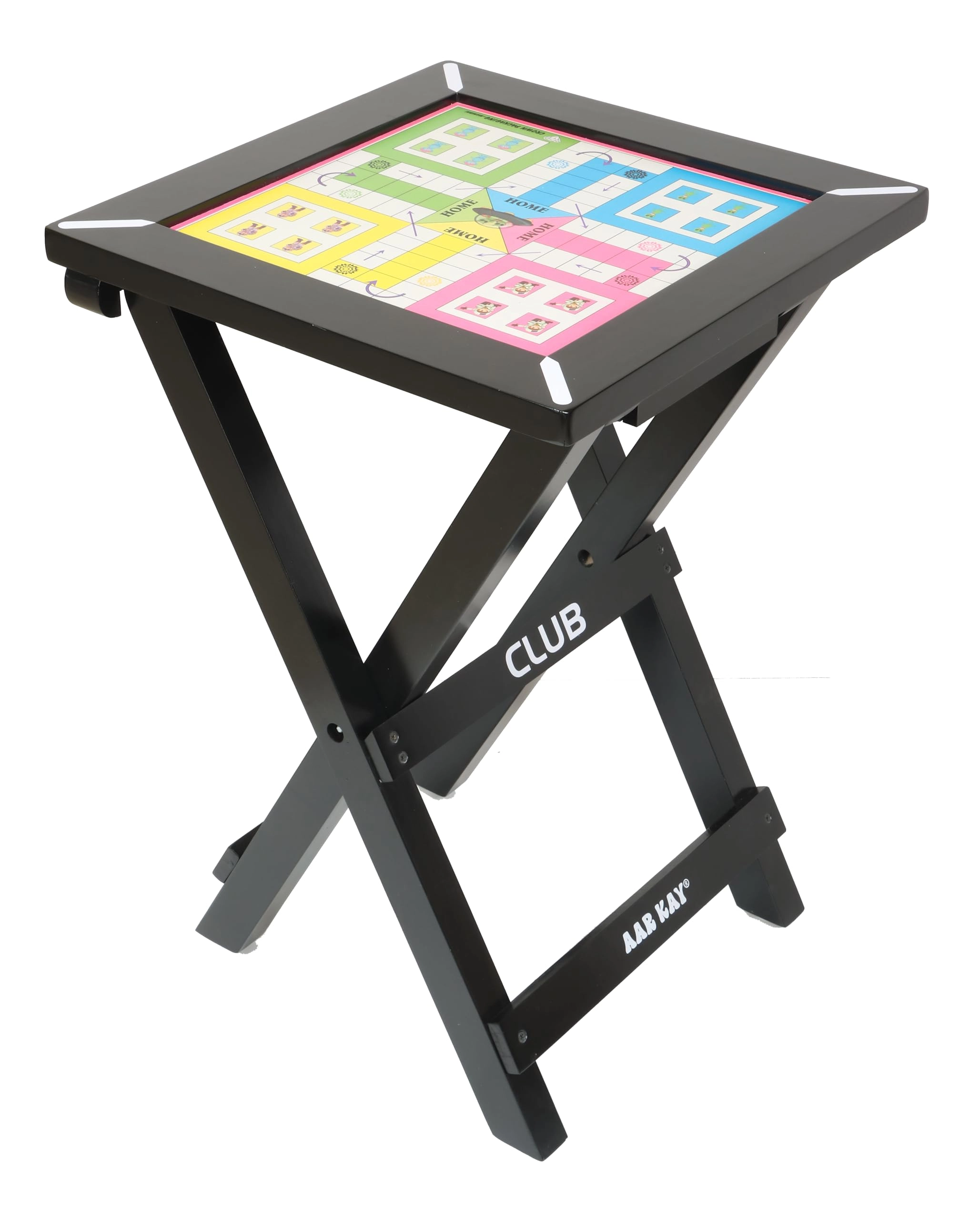 KD Willmax Folding Wooden Ludo Table - Stand Built-In Drawer Dark Cherry